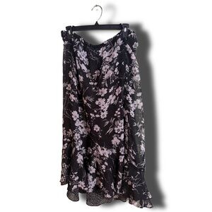 Black and White floral midi skirt